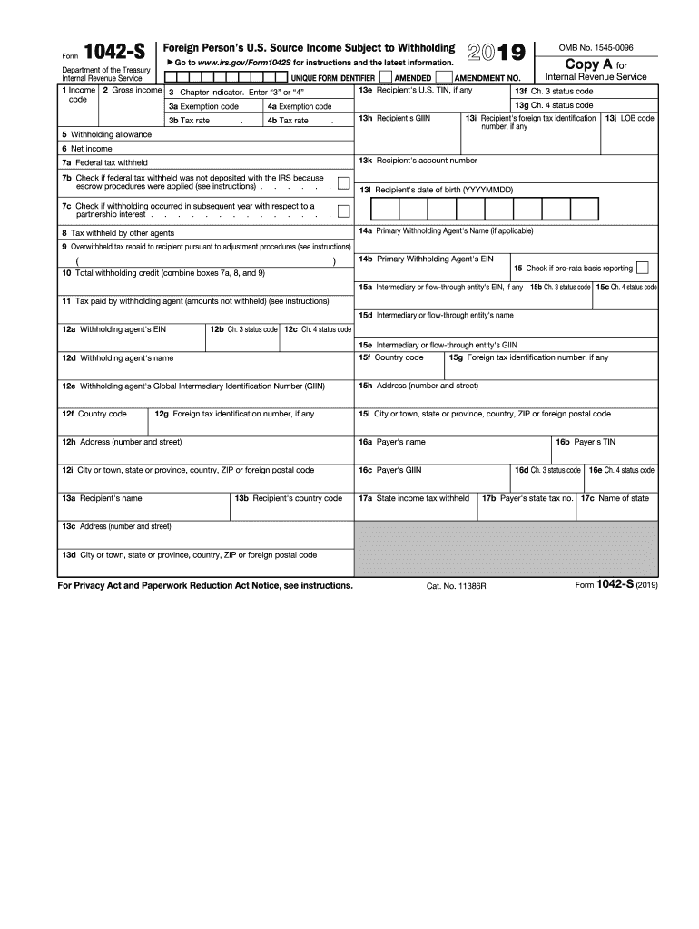 2019 1042-S form