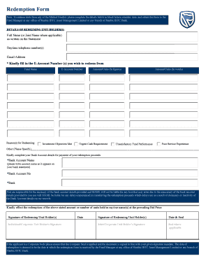 Stanbic Mutual Funds Online Redemption  Form