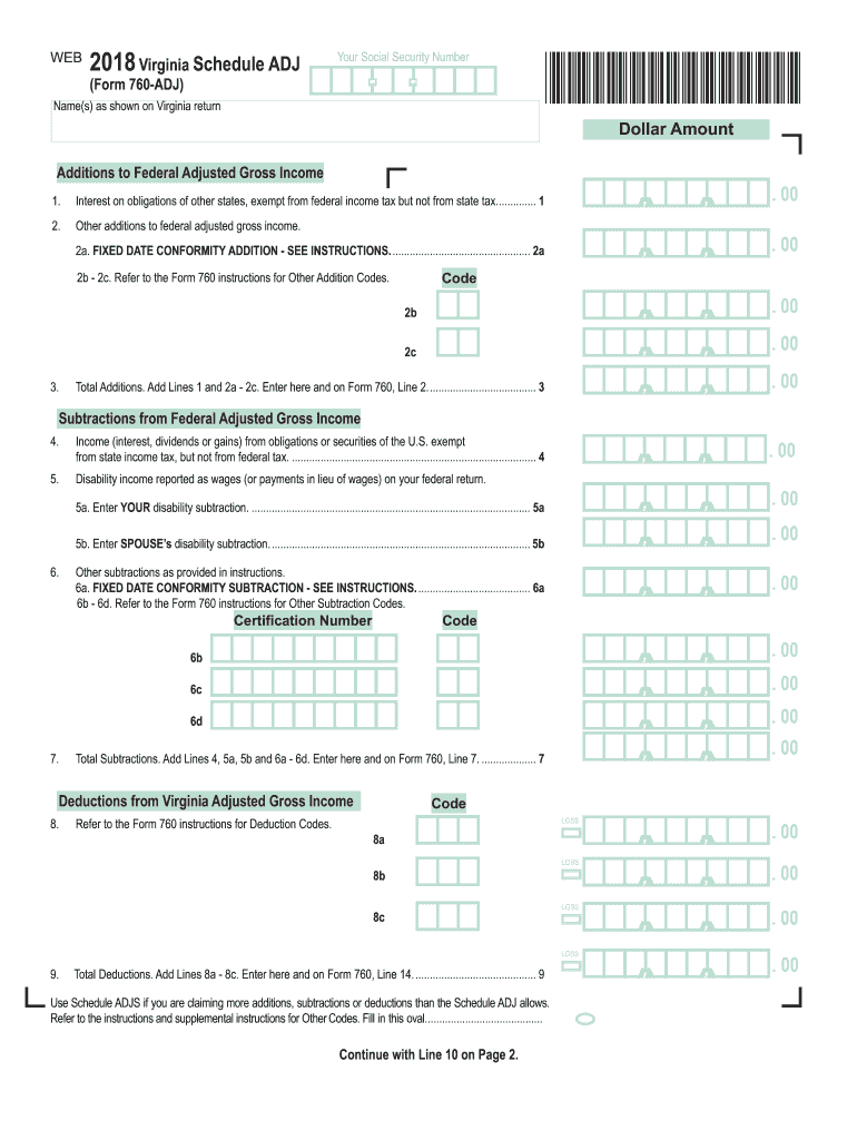  Va Schedule Adj 2018