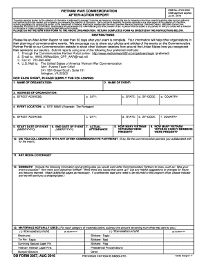 DD Form 2957, Vietnam War Commemoration After Action Report, 20160408 Draft