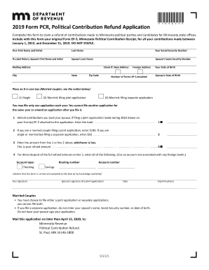  PCR, Political Contribution Refund Application 2019