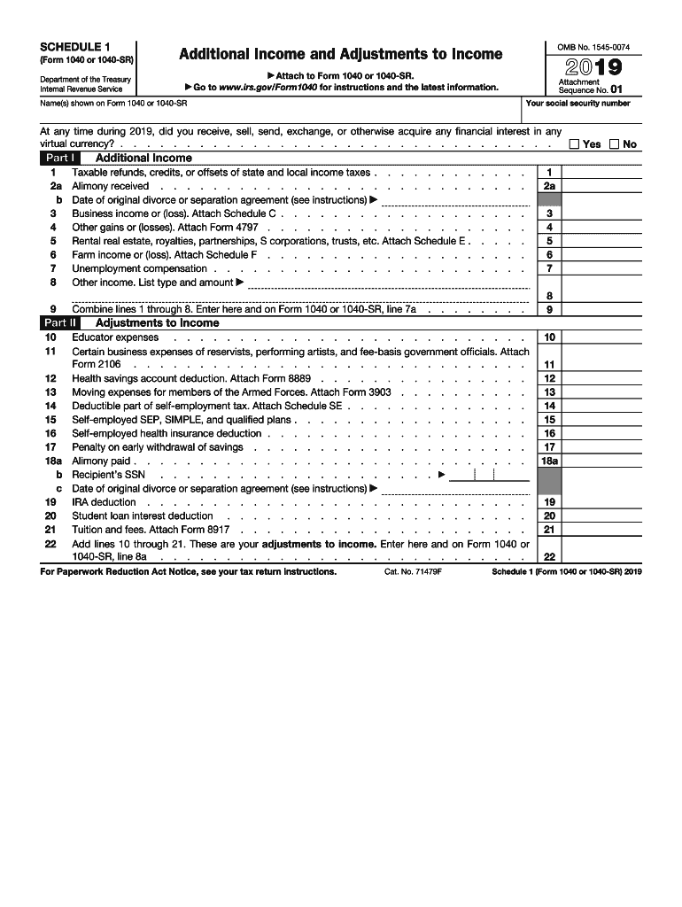  1040 Schedule 1 2019