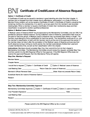 Bni Medical Leave  Form