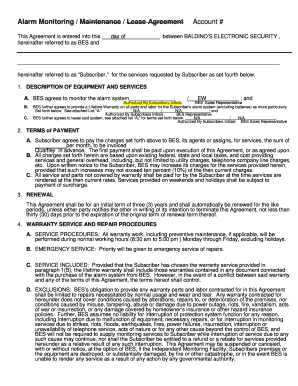 Alarm Monitoring Agreement  Form