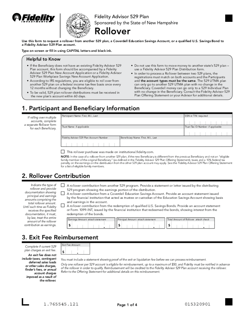 Use This Form to Request a Rollover from Another 529 Plan, a Coverdell Education Savings Account, or a Qualified U
