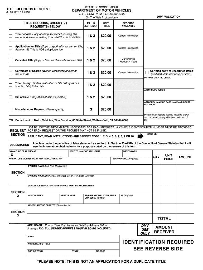 J23 Conneticut Dmv Form PDF Fill Online, Printable, Fillable, Blank