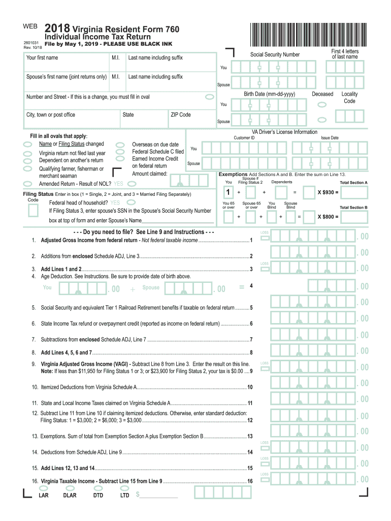  Virginia Resident Form 760 2018
