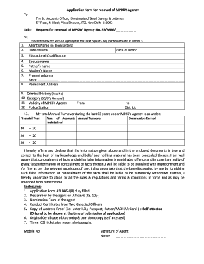 Application Form for Renewal of Mpkby Agency