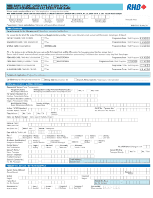  Rhb Credit Card Application Form 2018-2024