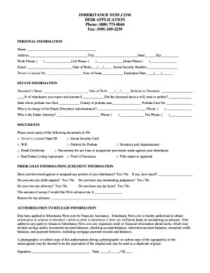 Advance on Inheritance Form