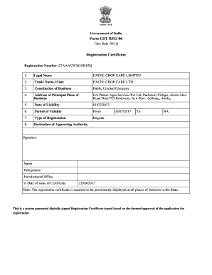 Original Gst Certificate  Form