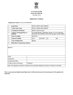 Sample Gst Certificate  Form