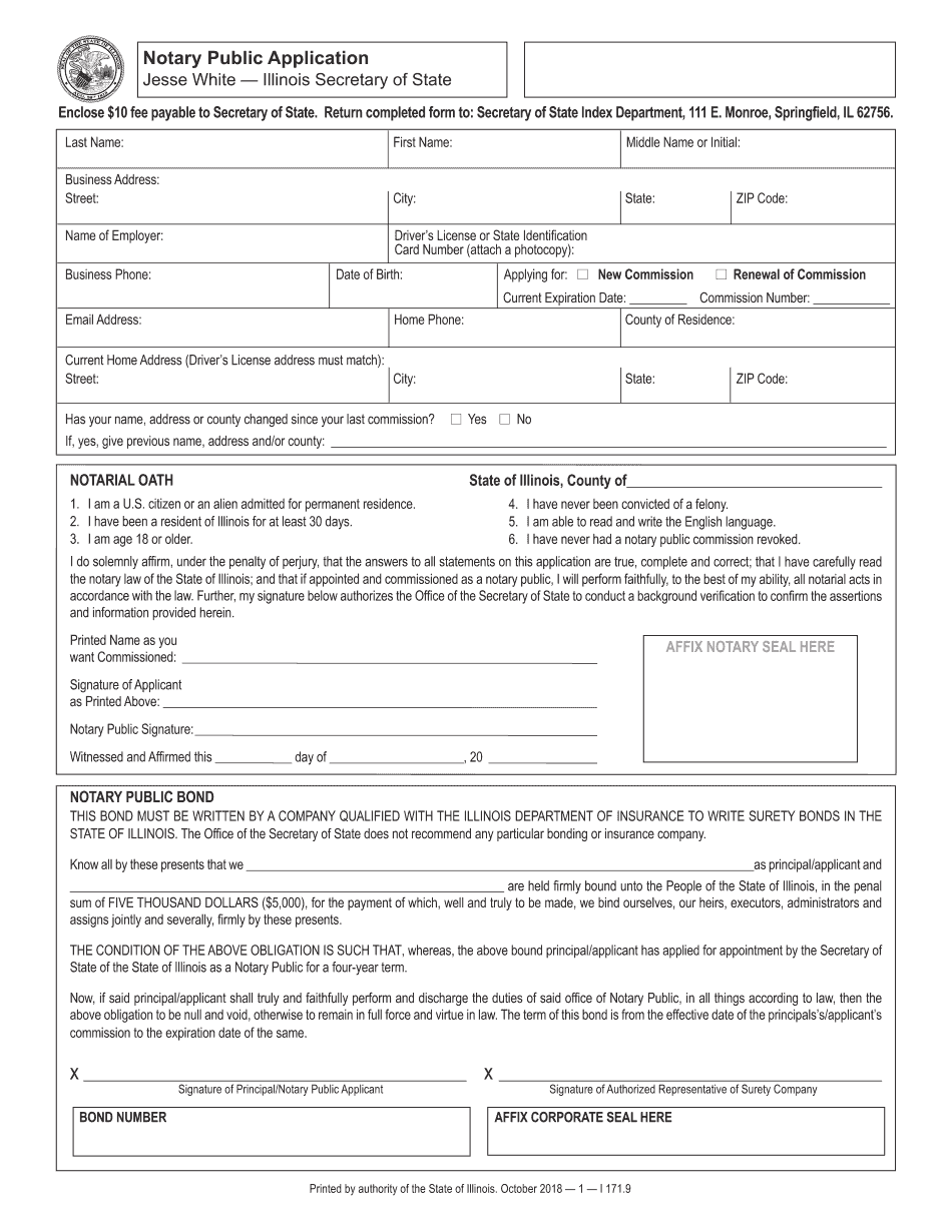 Illinois Notary Public Application Form