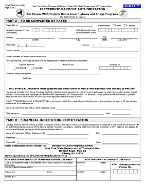 Ta W5206 Electronic Payment Authorization  Form