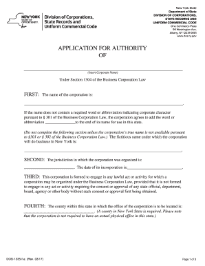 Ny a Authority Form
