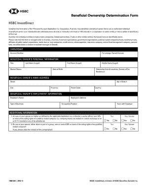 HSBC InvestDirect Beneficial Ownership Determination Form