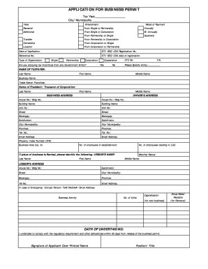 Panabo City Business Permit  Form