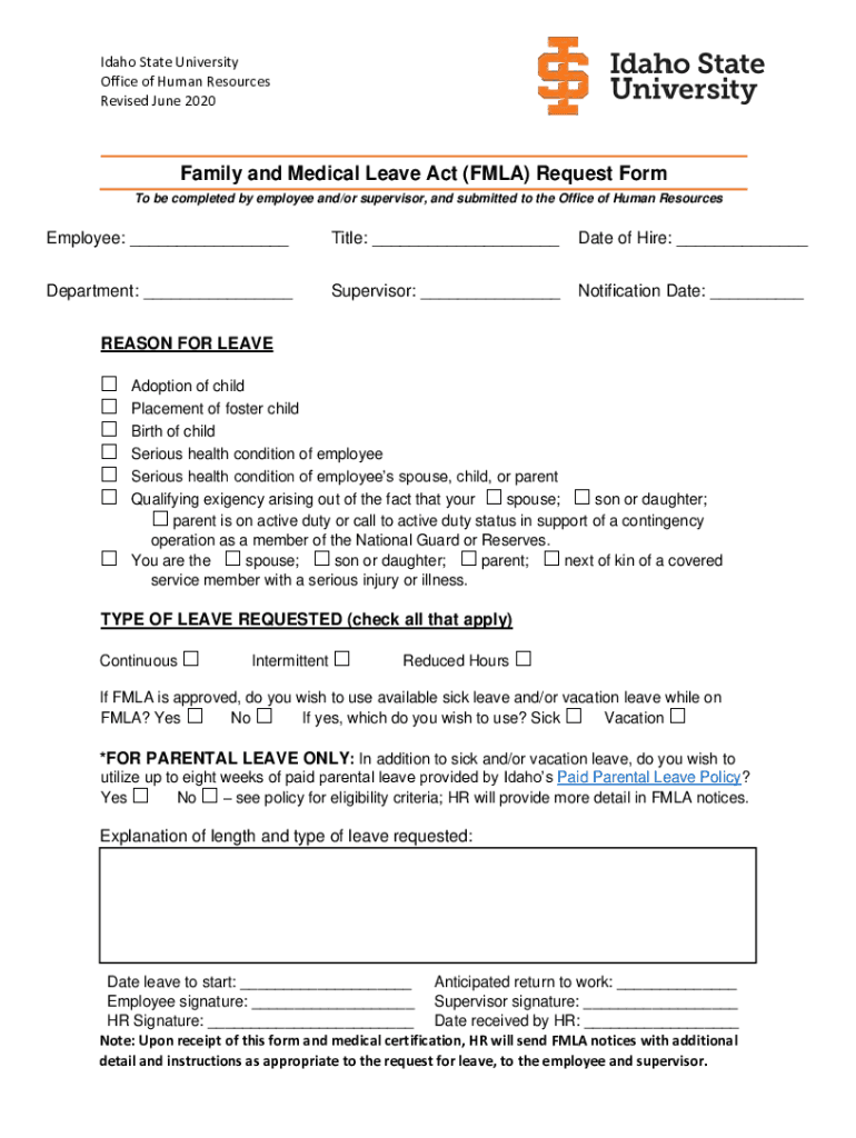 Idaho State University Office of Human Resources R  Form