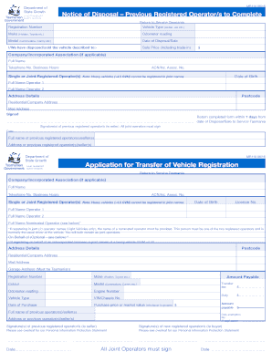  Australia Transfer Vehicle Registration 2016-2024