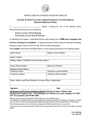 NCDMV Administrative Hearing Forms Ncdot