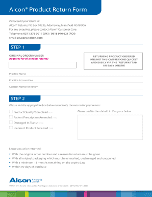 Alcon Returns  Form