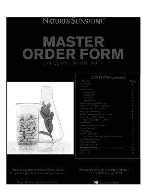 MASTER ORDER FORM Nature&#039;s Sunshine Products