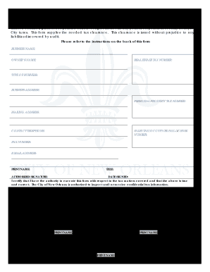 Tax Clearance New Orleans 2018-2025