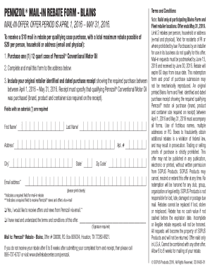 Pennzoil Rebate Form