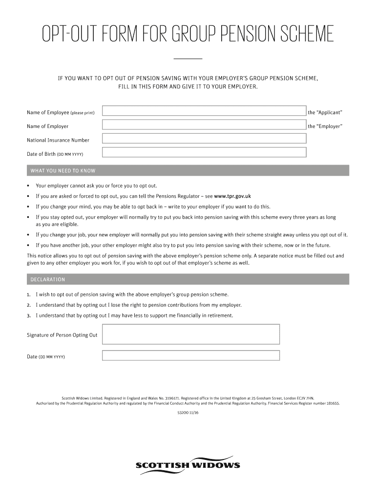Scottish Widows Opt Out Form