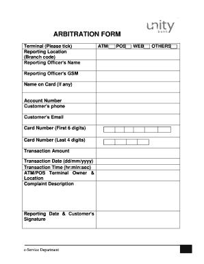 How to Fill Unity Bank Arbitration Form Who is Reporting Officer