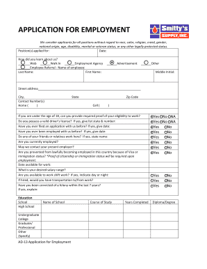 Smitty&#039;s Supply Application  Form