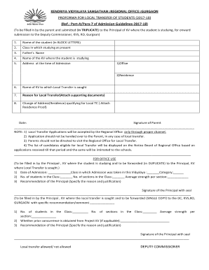 GURGAON PROFORMA for LOCAL TRANSFER of STUDENTS