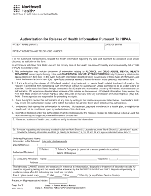 Authorization for Release of Health Information Northwell Health