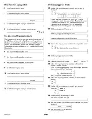 Medicare Enrolment or New Medicare Number Request for Use by Child Protection Agencies  Form