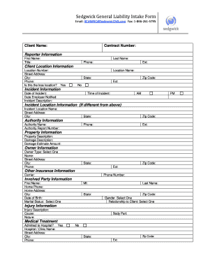 Sedgwick General Liability Intake Form