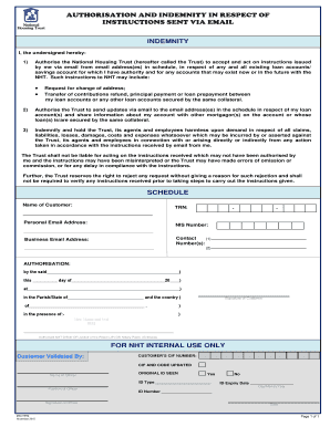 Nht Indemnity Form