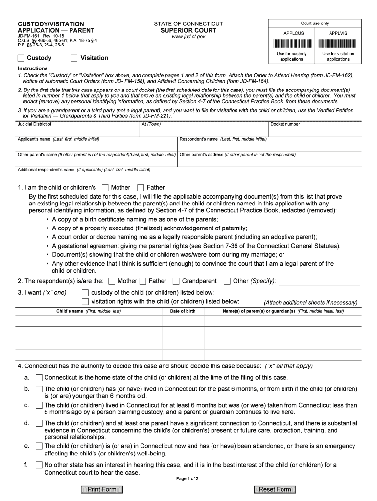 Ct Custody Application  Form