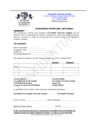 Cavendish University Fees PDF  Form