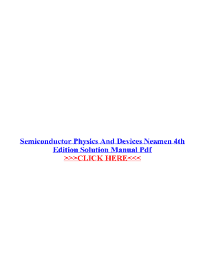 Semiconductor Physics and Devices Neamen 4th Edition Solution PDF  Form