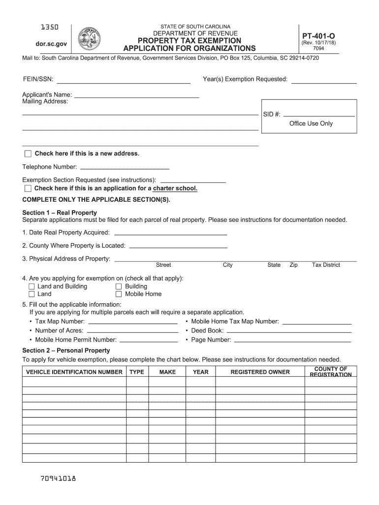  Form 401 Sc 2018