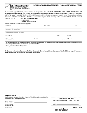 International Registration Plan Audit Appeal Form Registration Plan Audit Appeal Form