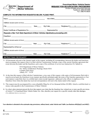 Ny Proceeding Dmv Dealer  Form