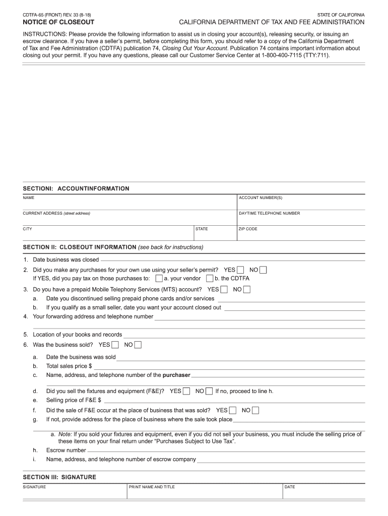 Cdtfa 65  Form