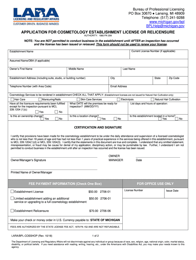  1 Real Estate Salesperson New Application Www Michigan Gov 2018-2024