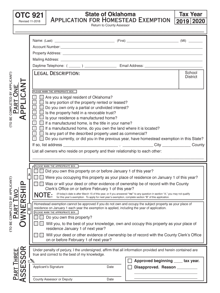  Oklahoma Form Otc 921 2018