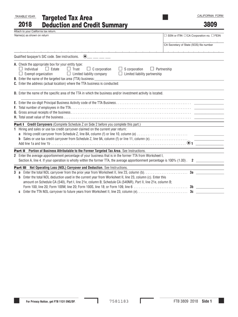  California Form 3801 2019