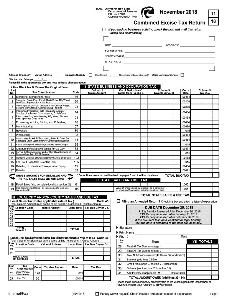  Cobmine Excise Tax Form Printablr 2018