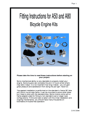 Fitting Instructions for A50 and A80 Bicycle Engine Kits  Form