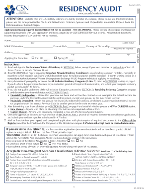 Residency Audit Form Archive Csn Edu