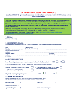 UK FINANCE DISCLOSURE FORM VERSION 1